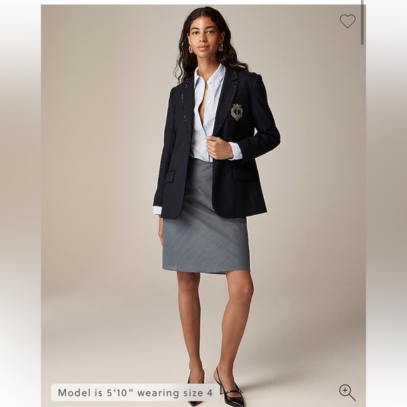 J.Crew Collection relaxed blazer crest embellishment wool-blend Size 0 CC409 - Picture 5 of 16